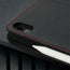 Camera cutout on the Black with Red Detail Leather Case for iPad Air 11