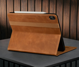 Stand function of the Tan Leather Case for iPad Air 11" (2024)