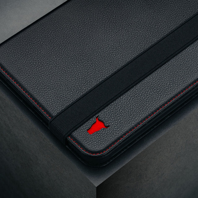 Close up of the Black Leather (with Red Stitching) Case for iPad mini 6 (2021)