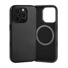 Black Leather Slimline Bumper Case for iPhone 16 Pro Max