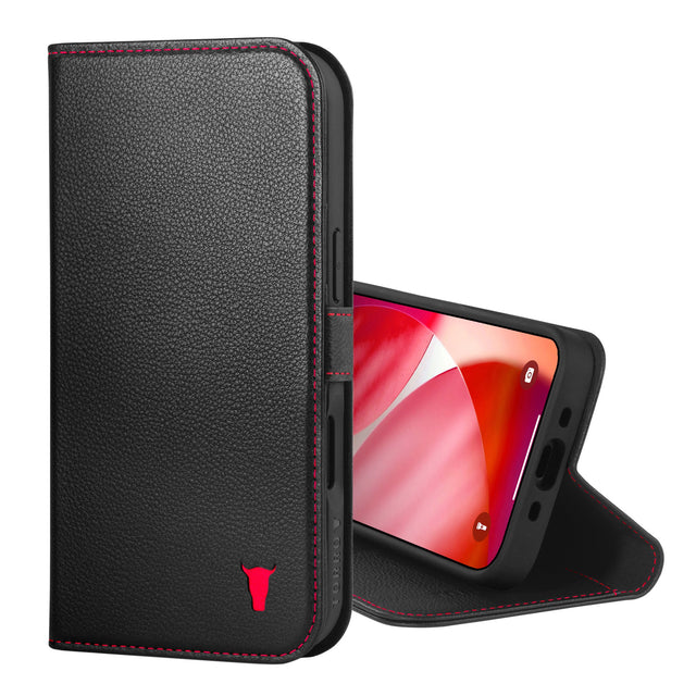 Black (with Red detail) Leather Case for iPhone 17 Air