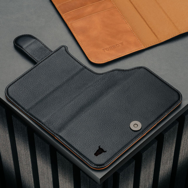 Extra Black Leather Outer Cover (with Tan interior) for iPhone 17 Pro