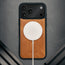 MagSafe charger attached to the Nubuck Blue Detachable Case for iPhone 17 Pro Max