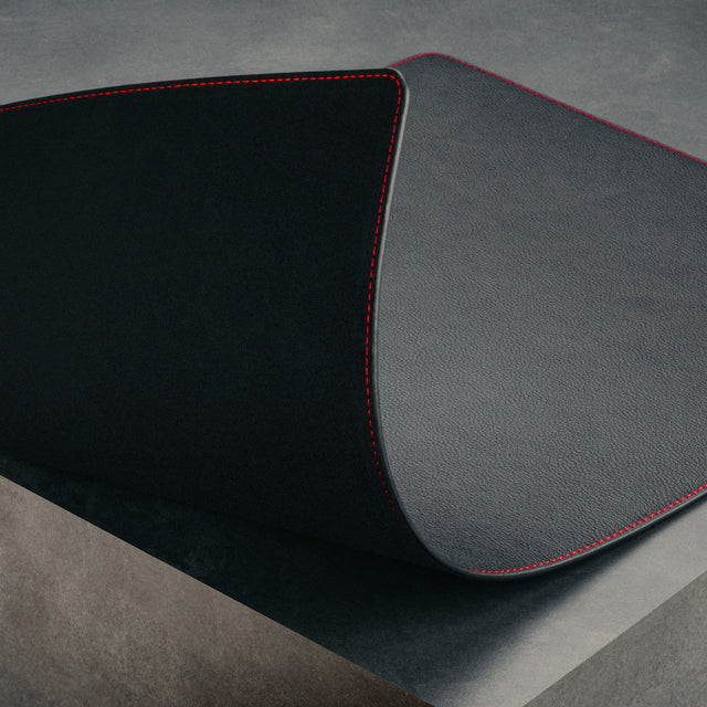 Underside of the Large Black with Red Detail Leather Desk Mat