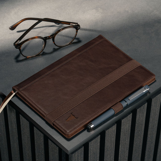Dark Brown Leather A5 Notebook Cover