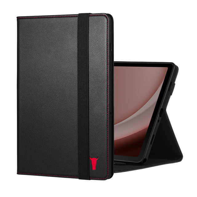 Black with Red Stitching Leather Case for Samsung Galaxy Tab A9 Plus