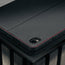 Camera cutout on the Black with Red Detail Leather Case for Galaxy Tab S11
