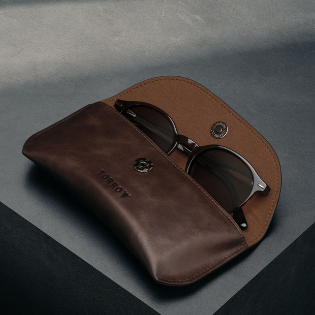 Dark Brown Leather Sunglasses Case