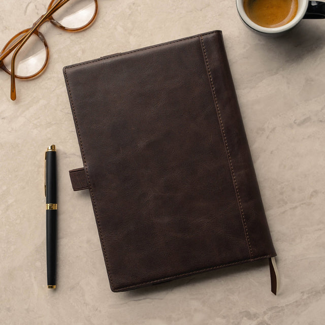 Back of the Dark Brown Leather A4 Notebook Cover