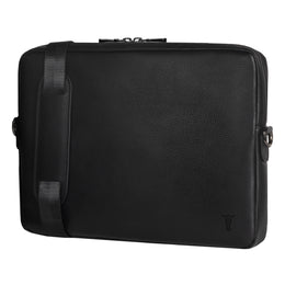 Black Leather Messenger Bag suitable for Laptop / iPad / Tablet