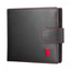 Black with Red Detail Leather Wallet with Coin Pocket