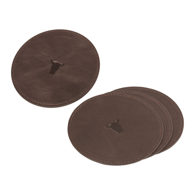 Dark Brown Leather Coasters