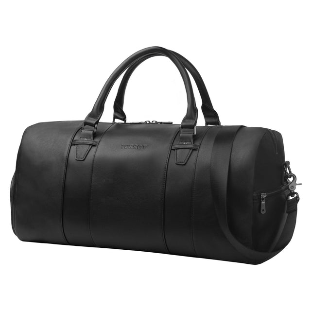 Black Leather Weekend Duffle Bag