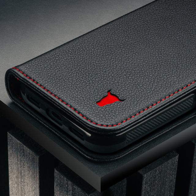 Black with Red Detail Leather Case for Google Pixel 10 Pro XL