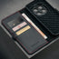 Card slots inside the Black with Red Detail Leather Case for Honor Magic 7 Pro