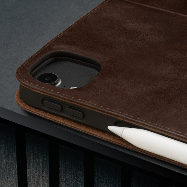 Camera cutout on the Dark Brown Leather Case for Apple iPad Air 13