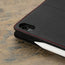 Camera cutout on the Black with Red Detail Leather Case for iPad Air 11