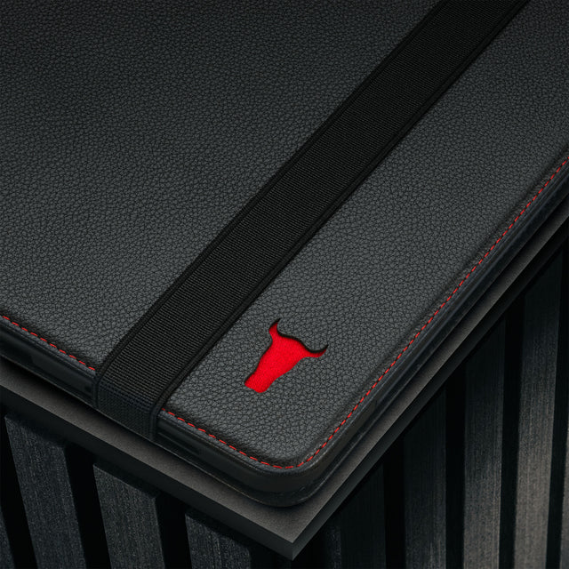 Black Leather (with Red Stitching) Case for iPad Air