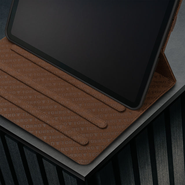 Multiple viewing angles of the Dark Brown Leather Case for iPad Air 11