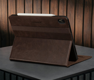 Stand function of the Dark Brown Leather Case for iPad Air 11" (2024)
