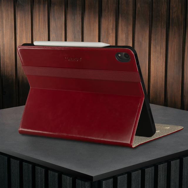 Stand function of the Red Leather Case for iPad Air 11