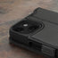 Camera cutout on the Black Leather Wallet Case for iPhone 15 Plus