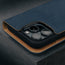 Camera cutout on the Blue Nubuck Leather Case (with detachable cover) for iPhone 15 Pro Max