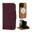 Maroon Nubuck Leather Case (with detachable cover) for iPhone 15 Pro Max