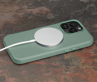 Turquoise Slimline Leather Bumper Case for iPhone 15 Pro Max