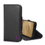 Black with Purple Detail Leather Wallet Case for iPhone 15 Pro Max