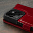 Camera cutout on the Red Leather Wallet Case for iPhone 15 Pro Max