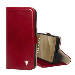 Red Leather Wallet Case for iPhone 15 Pro Max