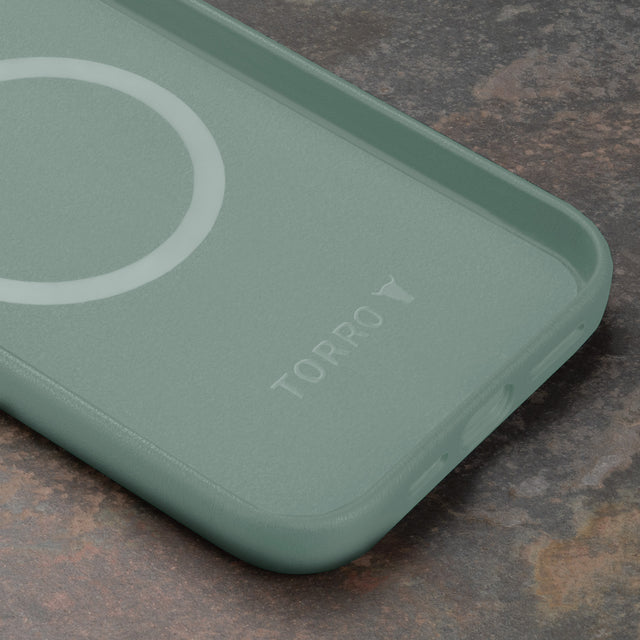 Turquoise Slimline Leather Bumper Case for iPhone 15 Pro Max