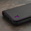 Black with Purple Detail Leather Wallet Case for iPhone 15 Pro