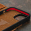 Geometric microfibre lined frame with advanced GEO-AS-3 protection of the Tan Leather Wallet Case for iPhone 15