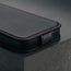 Magnetic clasp on the Black with Red Stitching Leather Flip Case for iPhone 16 Pro