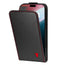 Black with Red Stitching Leather Flip Case for iPhone 16 Pro