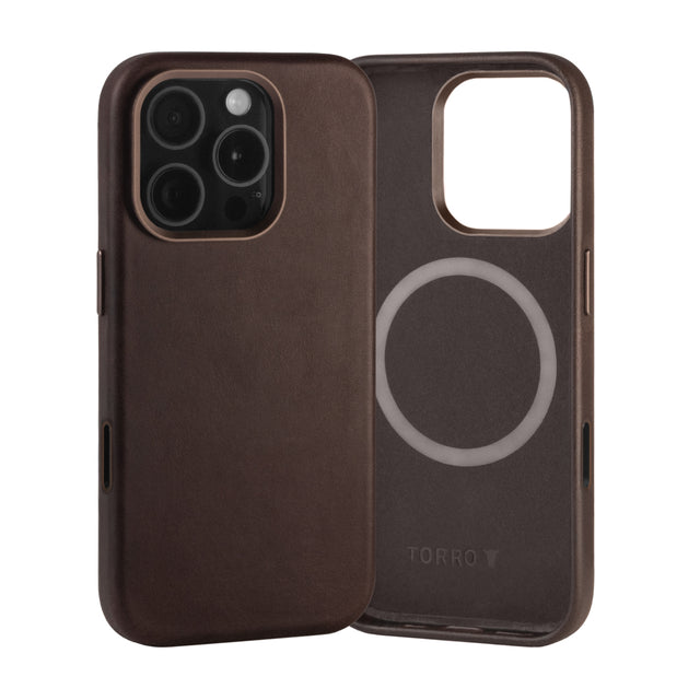 Dark Brown Leather Slimline Bumper Case for iPhone 16 Pro Max