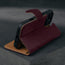 Stand function of the Maroon Nubuck Leather Case (with detachable cover) for iPhone 16 Pro