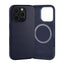 Blue Leather Slimline Bumper Case for iPhone 16 Pro