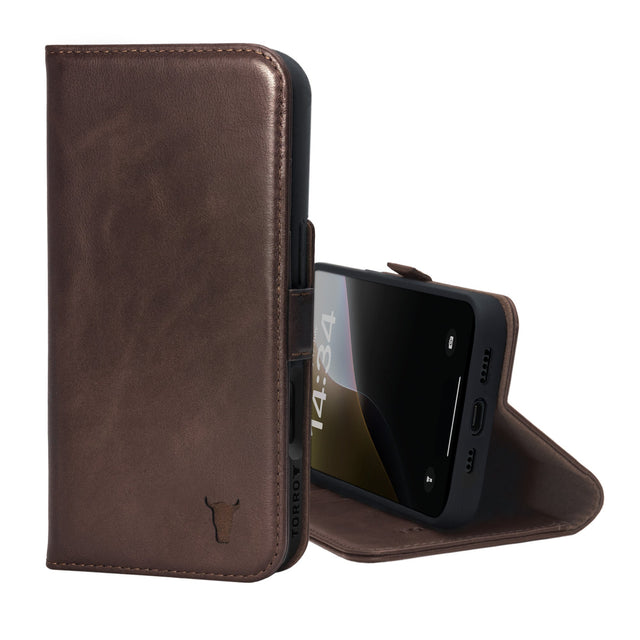 Dark Brown Leather Case for iPhone 16 Pro