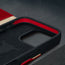 Microfibre lined frame of the Red Leather Case for iPhone 16 Pro