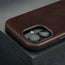 Camera cutout on the Dark Brown Leather Slimline Bumper Case for iPhone 16