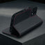 Stand function of the Black with Red Detail Leather Case for iPhone 16