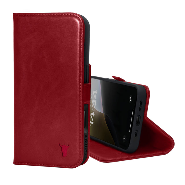 Crimson Leather Case for iPhone 16