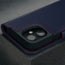 Camera cutout of the Navy Blue Leather Case for iPhone 16