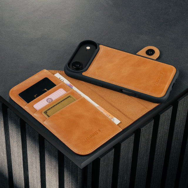 Card holder and detachable cover of the Dark Brown Leather Detachable Case for iPhone 17 Air