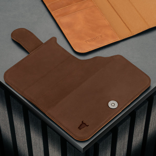 Extra Nubuck Dark Brown Outer Cover (with Tan interior) for iPhone 17 Pro