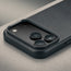 Camera cutout and closed stand function of the Black Leather Bumper Case (with Camera Stand) for iPhone 18 Pro / 17 Pro