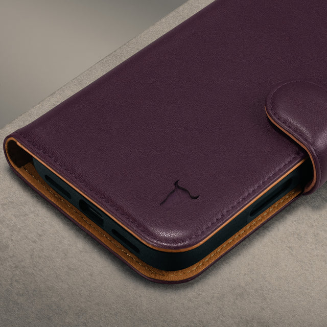Close up of the Dark Cherry Leather Detachable Case for iPhone 17 Pro Max
